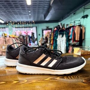 Adidas Women's Cloudfoams Black Sneakers with White Stripes